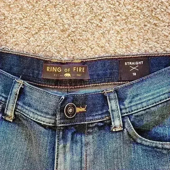 Ring of Fire Straight Fit Dark Blue Jeans Boys Size 18 - Picture 3 of 7